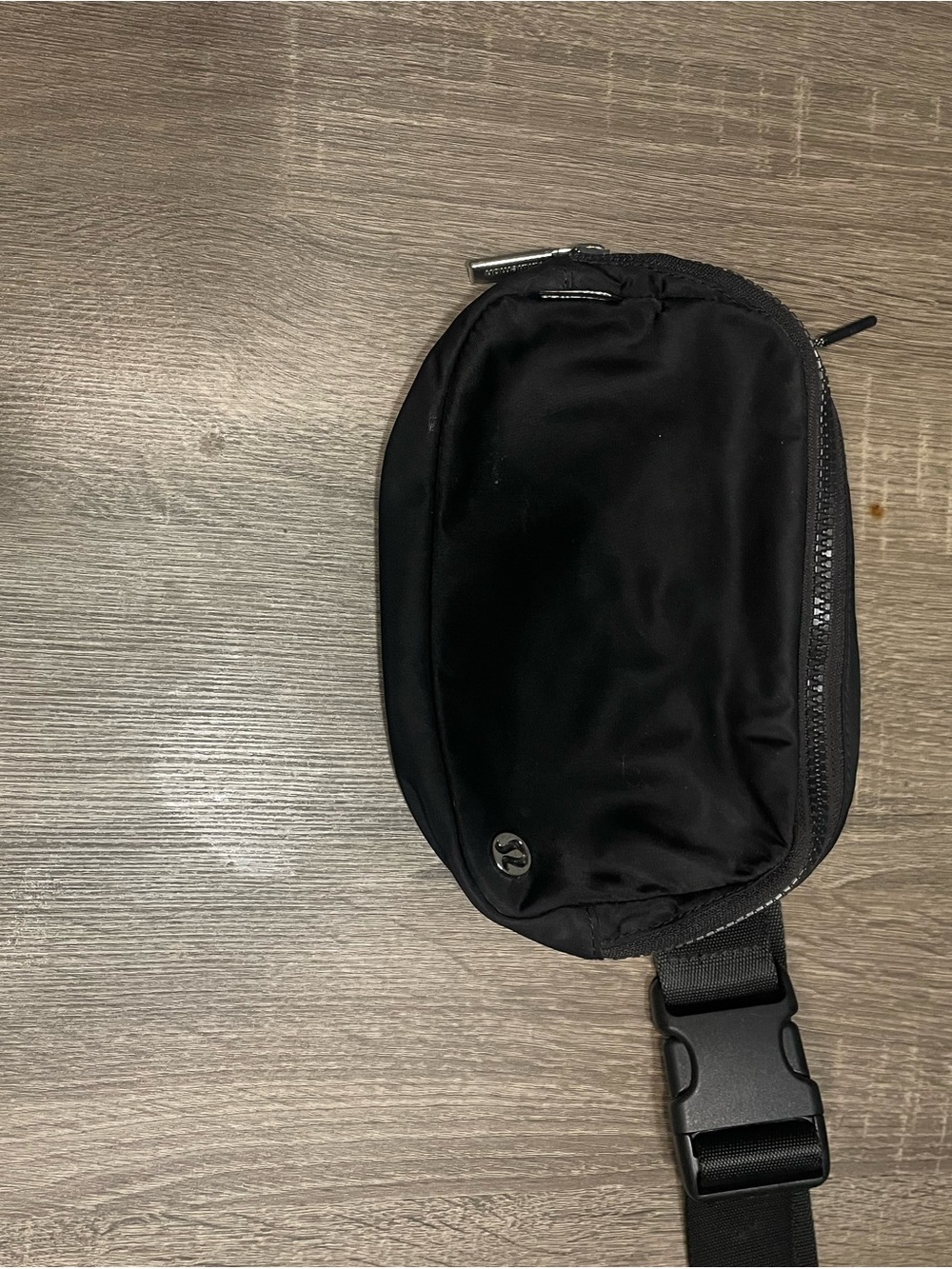 Men's Black Nylon Belt Bag with Buckle Strap